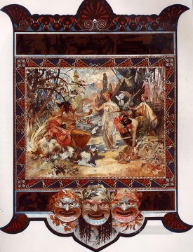 czech Painting - The Judgement of Paris 1895 calendar Czech Art Nouveau distinct Alphonse Mucha